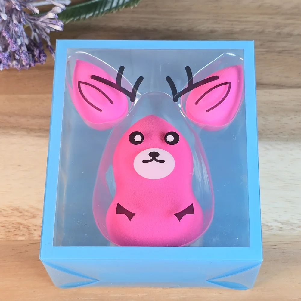 Pink Makeup Beauty Blender Set Cute Reindeer Three Piece Full Size & Mini New